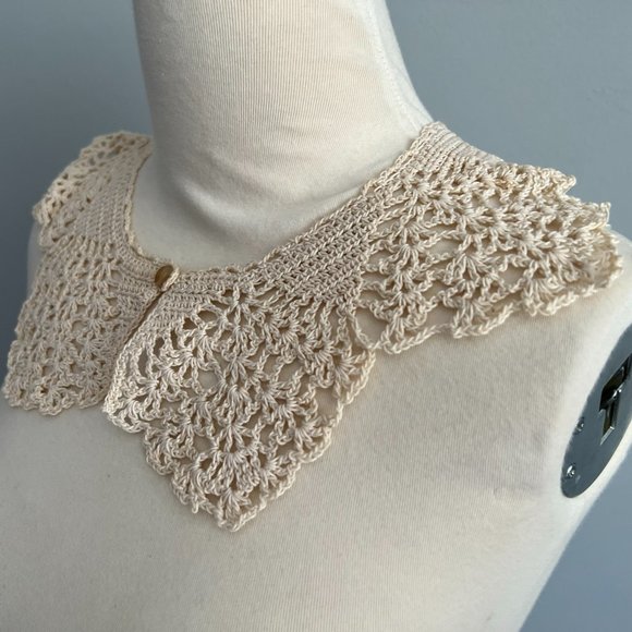 Vintage 50s Crochet Collar Boho Detachable Collar - Picture 5 of 6